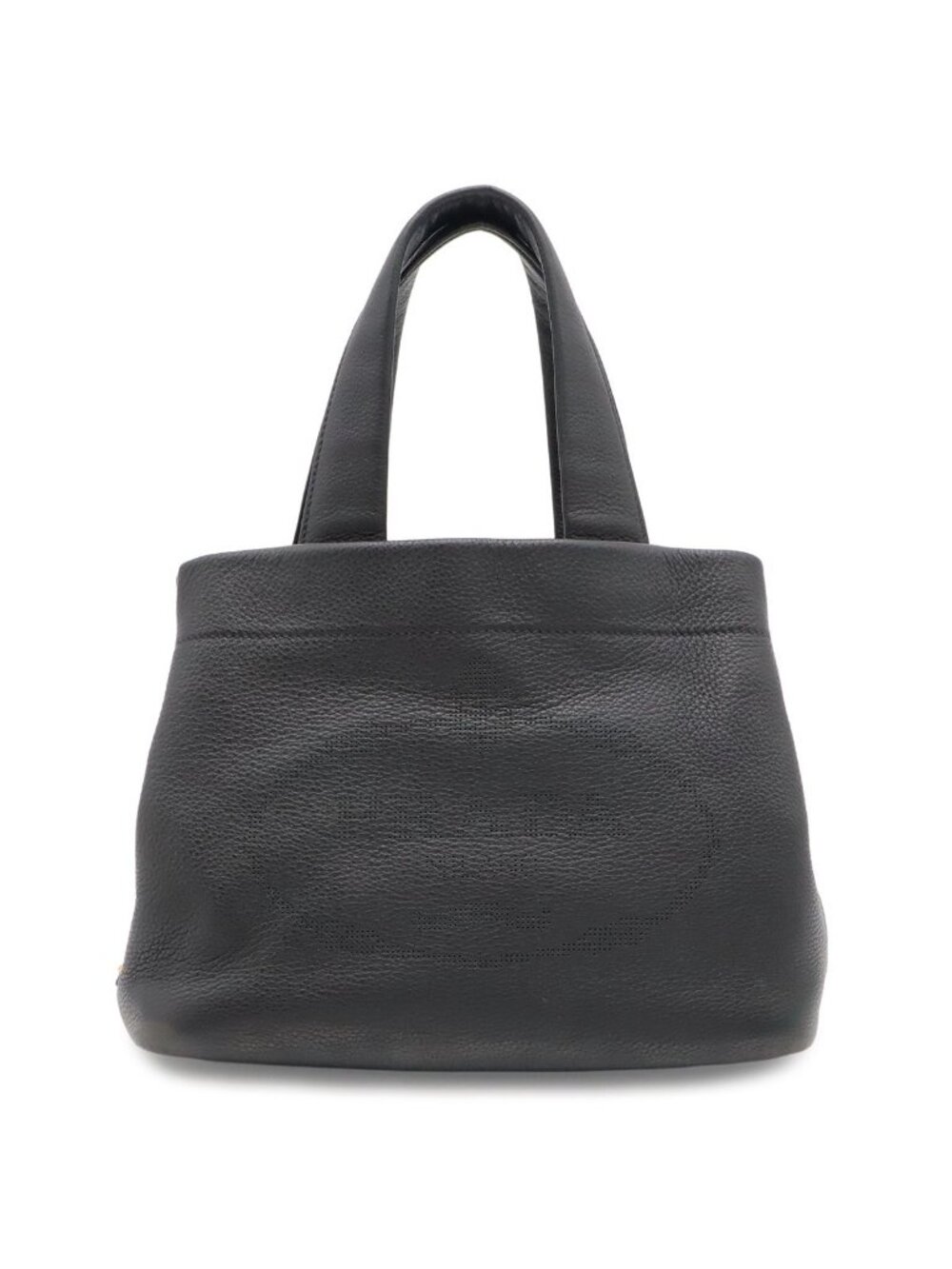 Prada Perforated Logo Tote Leather Nero Black